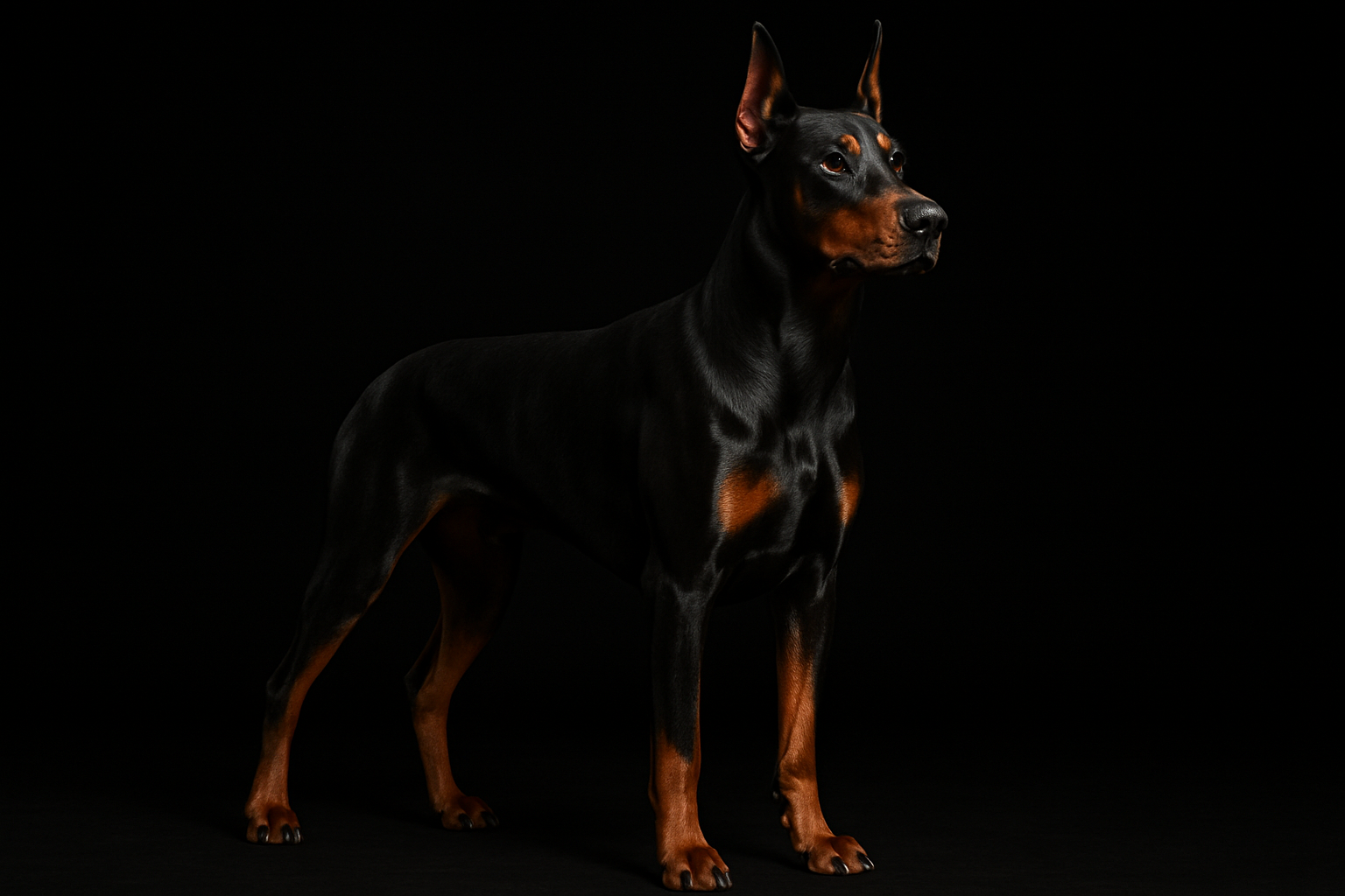 czarne tlo I doberman